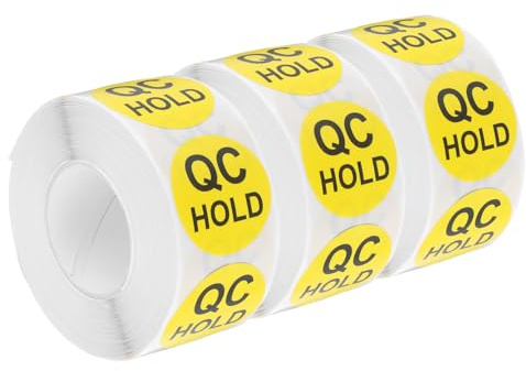 QUARKZMAN Etichette Adesive per La Tenuta Di Controllo Di Inventario 25mm/1 Gialle per Magazzino, 3 Rotoli 1500 Pezzi