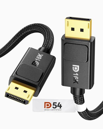 Silkland DisplayPort Kabel 2.1 1M, 54Gbps, VESA-Zertifiziert, Verriegelung | 16K@30Hz 8K@120Hz 4K@240Hz 165Hz 144Hz Display Port Kabel, DP80 HDR DSC für FreeSync G-Sync Gaming Monitor 5090 7900XTX PC