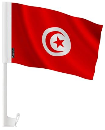 Drapeau Voiture Tunisie en Polyester 30x45cm 20 pièces