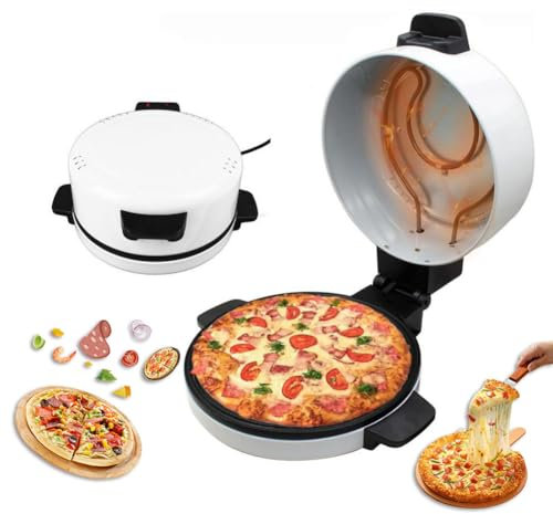 Four à Pizza électrique, Four à Pizza Portable 2000 W, Surface antiadhésive, crêpière d'intérieur avec Surface antiadhésive, Double éléments Chauffants, pour Faire des Pizzas, du Pain Arabe
