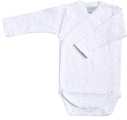 BABIDU Body Bebé Manga Larga Algodón 100% Con Cierre Cruzado Estampado Estrellitas, Body Bebé Recién Nacido y Prematuros, Tejido Suave y Hipoalergénico Para Piel Sensible, Ropa Bebé Niño y Niña Unisex