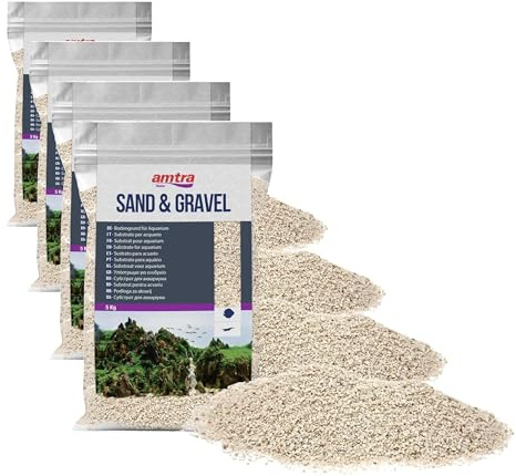 Amtra Quarzo Bianco Avorio - Sabbia per acquari al Quarzo Bianco fine, per Acqua Dolce o salata, grani 1-3mm, Quantità 5 kg (Confezione da 4)