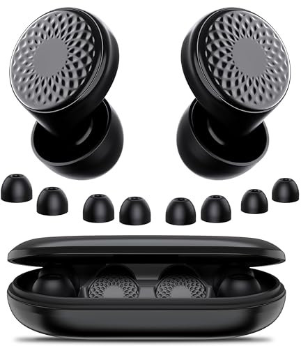 Ear Plugs for Sleep Noise Cancelling -45dB, Customized Soft Earplugs for Concert, 0 Pressure, Reusable Ear Plug for Noise Reduction with Case & 8 Eartips, for Sleep, Working, Studying, Matte Black