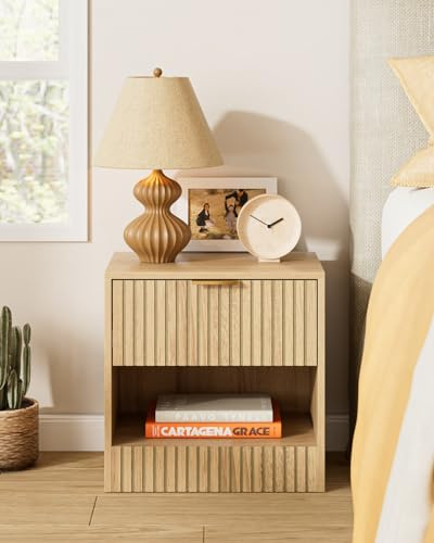 Apetaccat Nachttisch Eiche, Kleiner Nachtschrank mit Schublade, Holz Nachttische für Kinder, Nachtkommode 39x39x28 cm, Beistelltisch für Schlafzimmer,Wohnzimmer,Büro,Dunkle Eiche