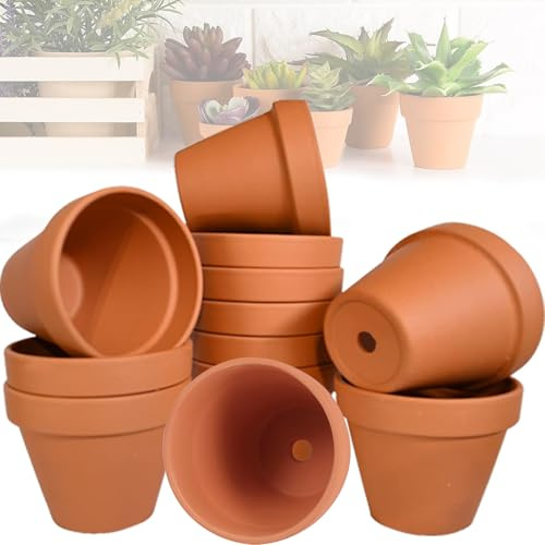 Mockotta 12 vasi in terracotta da 7 x 6 cm, piccoli, piccoli vasi di terracotta per il fai da te, piccoli vasi da fiori da dipingere, piccoli con foro di scarico, riutilizzabili