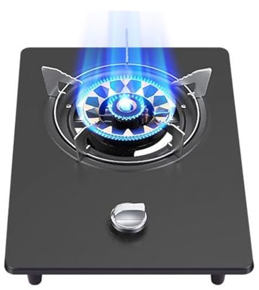 BZJPRFC Piano Cottura A Gas Compatto, 5,2 KW di Potenza Elevata, Piano Cottura Wok in Acciaio Inox E Vetro, for Camper, Cucina E Uso Esterno con Kit GPL