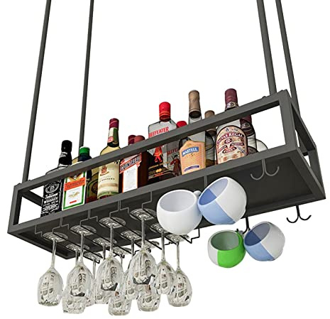 Home Accessories,étagère murale à suspendre au plafond pour bar, vin, restaurant, bouteille de vin, art en fer, étagère de rangement pour verres à cha