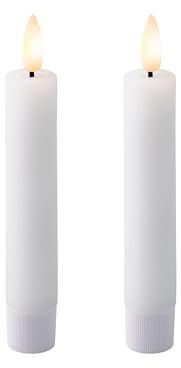 Lumineo LED Kerzen mit Timerfunktion 14,5cm Wachs - 2er Set Echtwachskerzen batteriebetrieben - flackernde Flamme Effekt - Wachskerzen Stabkerzen Rustik Weiß Warmweiß