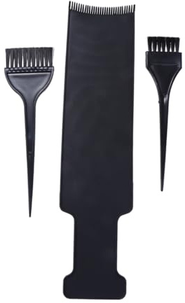WOONEKY 3 pièces Set de Outils de Teinture Capillaire Noir avec Peigne Long et Brosses pour Balayage Protection Chevelu et Application Rapide pour Salon et Usage Domestique