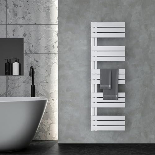 VILSTEIN® Badheizkörper [160x50cm] - Handtuchheizkörper Elektrisch einsetzbar [SEITLICH OFFEN] - Handtuchtrockner Badezimmer - Handtuch Heizkörper Bad - Handtuchheizung - Wandheizkörper - (Weiß)
