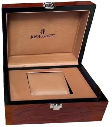 ROUREOX Premium Trä Klockskrin Gul Brun Lack Finish Beige Interiör Organisatör Låda för Audemars Piguet Box