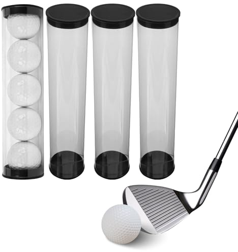GRIRIW 4pcs Golf Ball Storage Tubes with Lid Plastic Golf Ball Organizer 22x4.5cm for Outdoor Sports and Collection