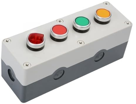 1 scatola di controllo con interruttore a pulsante luminoso, manopola di avvio e arresto, reset a 1234 fori, autobloccante 12V 24V 220V 380V(Ivory,380V)