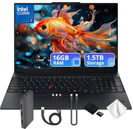 Lenovo ThinkPad E16 G3 16 WUXGA Laptop, Intel Core 7 240H, Intel Graphics, 16GB DDR5 RAM, 1.5TB Storage (512GB PCIe SSD&1TB Docking Station Set), Backlit Keyboard, Wi-Fi 6E, Win 11, Black