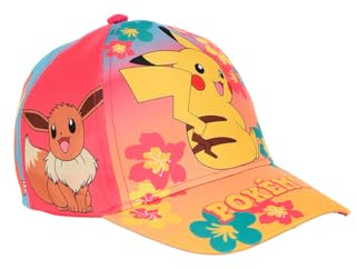 Pokemon Mädchen Hut, Pikachu, Schiggy, Evoli, Glumanda, Mew Baseballkappe, Sommermütze für Kinder