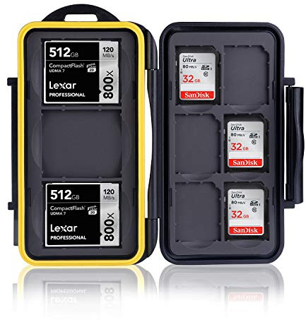 Ares Foto® MC-SD6CF3 Caja de protección de tarjeta de memoria para 3 Compact Flash Cards y 6 SD Cards. Estuche protector impermeable. Revestimiento de goma patentado - New Edition 2020