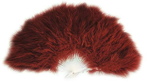 FANSOF.FANS Marabu-Feder-Handfächer, 45 cm, Kostüm, Hochzeit, Party, Gastgeschenk, Outdoor, Vintage-Tanz-Fotoshooting, Kastanienbraun