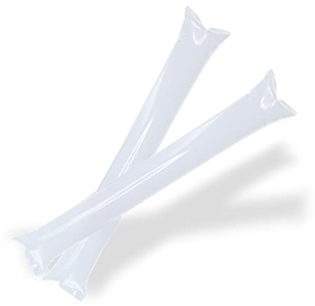 FUN FAN LINE - Pack 100 Pairs of Reusable Inflatable Clapping Sticks | Loud Thunder Sticks for Parties Football and Events | Sports and Celebrations Party Favors | Bam Bam Noisemaker (White) | Thunder Sticks Inflatable Sticks for Football, Basketball, Marathons and Sports Events - White
