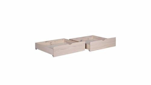 Vep Home Set di 2 Cassetti per Letto a Castello - Legno Massello di Pino con Ruote - Misure 86x90x24 cm - Contenitore Sottoletto o per Letto a Castello - Pratico e Resistente - Bianco Decapato