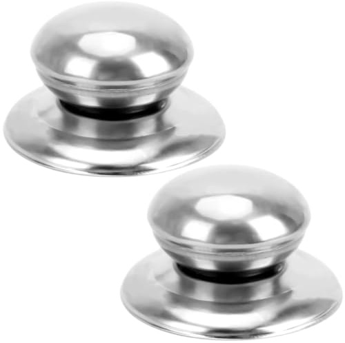 BYFRI 2pcs Pot Lid Knobs Stainless Steel Replacement Pans Cover Handle Grip Frying Pan Cover Wok Lids Handgrip Accessories