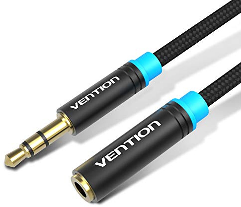 VENTION förlängningssladd för hörlurar, 3,5 mm stereo hane till hona headset förlängningskabel nylonflätade hörlurar förlängningssladd Hi-Fi-ljud kompatibel med headset/TV/telefon/Nintendo (1 m)