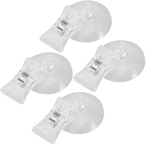 Suction Cup Clips 4 PCS Seaweed Clip- Veggie Seaweed Suction Cup Clip Clear Feed Holder Feeding Tool for Aquarium Fish Tank Accessories Aquarium Suction Cups