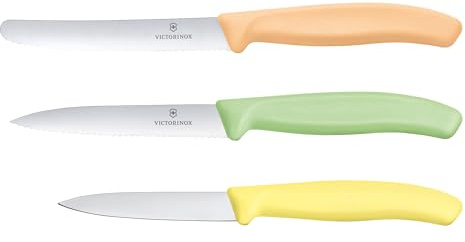 Victorinox Swiss Classic Set de Couteaux d’Office, Couteaux à Tomates et de Table, 3 Pièces, Inoxydable, Passe au Lave-Vaisselle, Coloré
