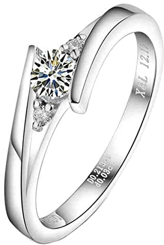 AMDXD Solitärring Pt900 Platin, Klassisch Trauringe Frauen mit F-G Diamant 0.2ct, Schmuck Geschenke für Frauen Ehefrau Mutter Freundin, Weiß Gold, Gr.65 (20.7)