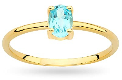 MARKO Damen Gold Verlobungsring mit Topas 0.50Ct | 14 Karat Gold (585) | Goldring mit Box | Goldring für Frauen (Topas, 57 (18.2))