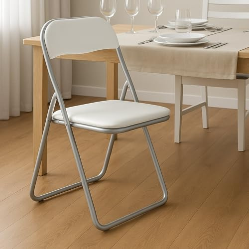 Dmora - Sedia pieghevole Leganes, Seduta salvaspazio, Sedia per riunione, Poltrona sala d'attesa, 43x47h78 cm, Bianco