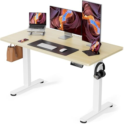 ErGear Eljusterbart Ståbord Höjdjusterbart 120 x 60 cm, Sit-Stå Bord med 4 Minnes Smart Panel för Hemmakontor med Sammansatt Skiva