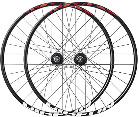 HSQMA Mountainbike Laufradsatz 27.5 Zoll Scheibenbremsen Fahrrad Felge Schnellspanner MTB Laufrads 32 Loch Nabe Für 7/8 Geschwindigkeit Schraub Flywheel (Color : Red)