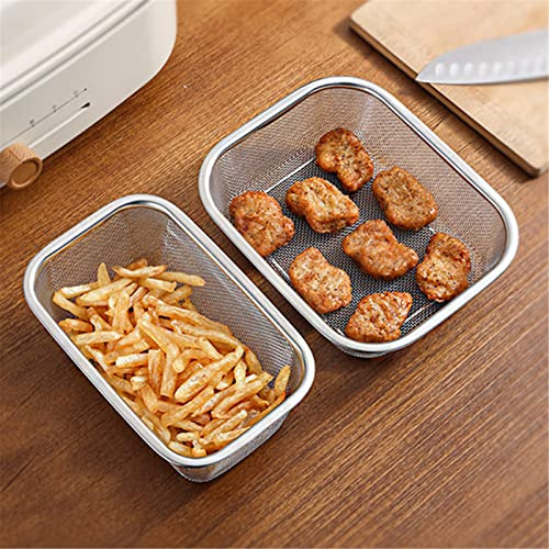 Feinmaschige Siebe, Frittierkorb Aus Edelstahl, Rechteckiges Frittiersieb, Ölfilter-Ablaufschale, Verschleißfester Aufbewahrungskorb, Perfekt Zum Sieben, Abseihen, Abtropfen Und Spülen Von Gemüse