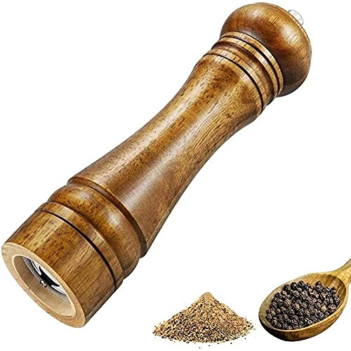 TONZN 21cm Réglable Bois Brut À La Main Épice Moulin À Poivre-Sel Moulin Chili-r. Moulin à sel Moulins à sel et à Poivre (R.)