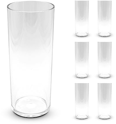 DOJA Barcelona | 30cl Longdrinkgläser | Pack 6 | Harte transparentKunststoffbecher | 154x63x2mm | Polycarbonat Trinkgläser | Wiederverwendbare Hartplastikbecher | für Most, Cocktail, Gin Tonic