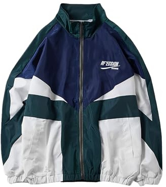 Wyeysyt Women Windbreaker Jacket Y2k Varsity Oversized Jacket(Green-S)