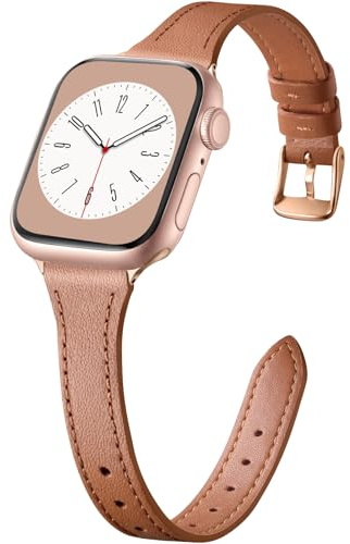 CeMiKa Bracelet Cuir Etroit Compatible avec Apple Watch 42mm 44mm 45mm 46mm