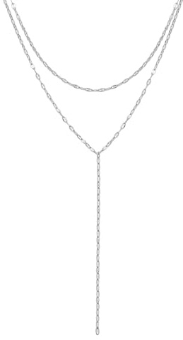 Happiness Boutique Mehrreihige Kette aus Edelstahl in Y-Design | Zweireihige Y-Halskette in Gold - Rosegold, Silber | Wasserfeste Layering Kette Rolokette-Design