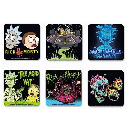 Logoshirt® Rick and Morty Untersetzer 6er Set Kork | Stylisches Fan-Accessoire, 10 x 10 cm, brillanter Farbdruck, lizenziertes Originaldesign, für heiße & kalte Getränke