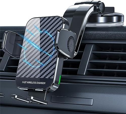 YITUMU Wireless Car Charger, 15W Fast Charging Car Phone Holder Wireless Charger Windshield Dashboard Car Phone Mount for iPhone 14 13 12 Mini Pro Max 11 XR XS X, Samsung Galaxy S23 Ultra S22 S21, etc