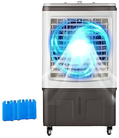 Yqyc Enfriador de Aire Evaporativo, Enfriador de Pantano con Filtro, 3 Modos Y Velocidades, Ventilador Enfriador de Agua para Interior, Exterior, Patio, Garaje, Industrial, Comercial