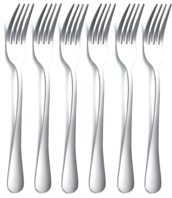 Stainless Steel Fork Set - 6 Piece Dinner Fork Set, Dishwasher Safe, Table and Cake Forks for Home Kitchen & Restaurant (20cm)
