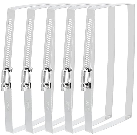 uxcell Rectangular Hose Clamps, 6 x 3 304 Stainless Steel Square Duct Pipe Clamp for Ducting, Securing Hose, Cable and Bridge Project Application, Pack of 5