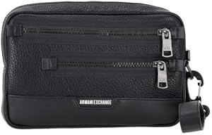 Armani Exchange Men's Jack, Sustainable, Double Front Zip Beauty case, Black, One Size