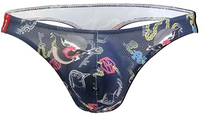 Maiclaice Herren Elastan Tanga Low Waist T-Rücken Bikini String-Tanga T Back his Slip Unterwäsche Dunkelblau Mittel