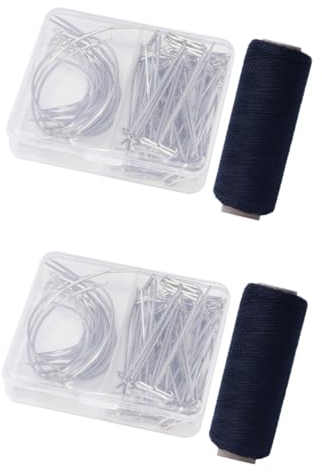 VILLCASE 142piezas Agujas Para Fabricación De Pelucas Agujas Curvadas De y Hilo De Yardas Para Tejer Modelar y Manualidades