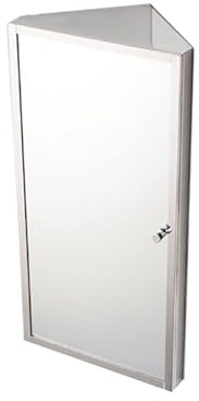 Stainless Steel Corner Mirror Cabinet Wall Mounted Bathroom Storage Cabinet with Mirror and Storage Shelves Hanging Triple Shelf Storage Cabinet for Bedroom 11.81 X23.6X8.2 (left door)