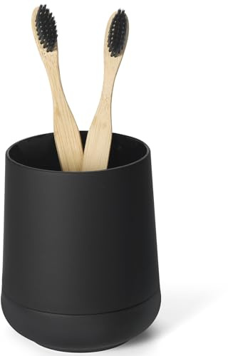 Matte Black Silicone Boot Toothbrush Holders, Modern Tooth Brushing and Toothpaste Holder Tumbler Cup for Bathroom Organizer (Black)