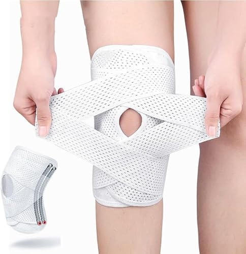 Rodillera con estabilizador lateral, 1 soporte de rodilla transpirable, estabilizador de rótula abierta, rodillera de compresión ajustable para hombres y mujeres, desgarro de menisco, MCL, artritis