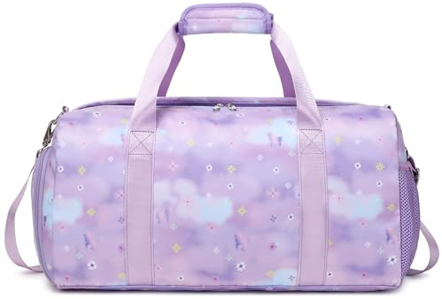 Sac de Sport Enfant Fille pour Ballet, Danse, Gymnastique - Petites Fleurs, avec Compartiment à Chaussures et Poche Humide - Sac de Voyage